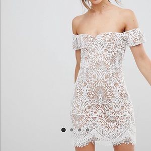 Boohoo lace overlay Bardot dress ASOS